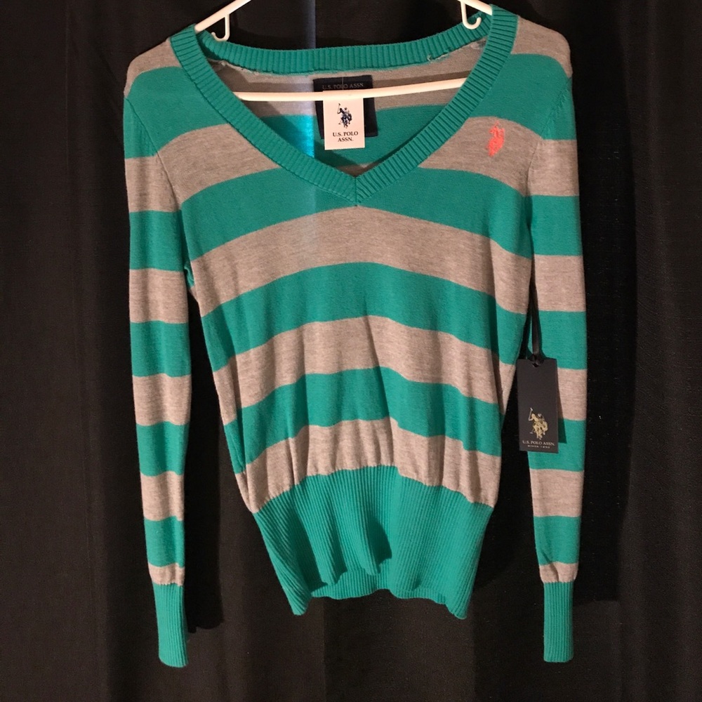 U.S. POLO ASSN. blue and gray sweater