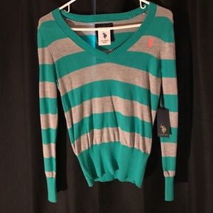 U.S. POLO ASSN. blue and gray sweater