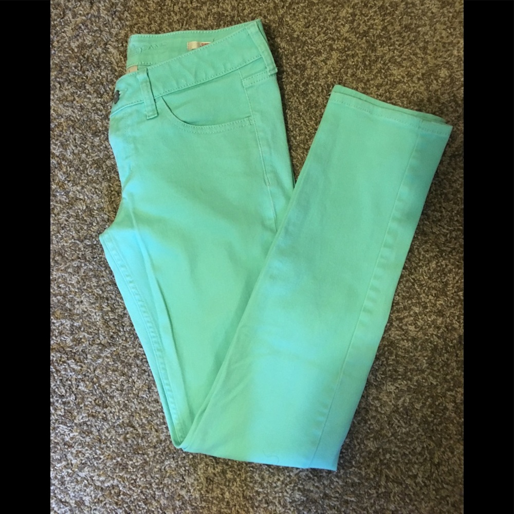 Teal color jeans