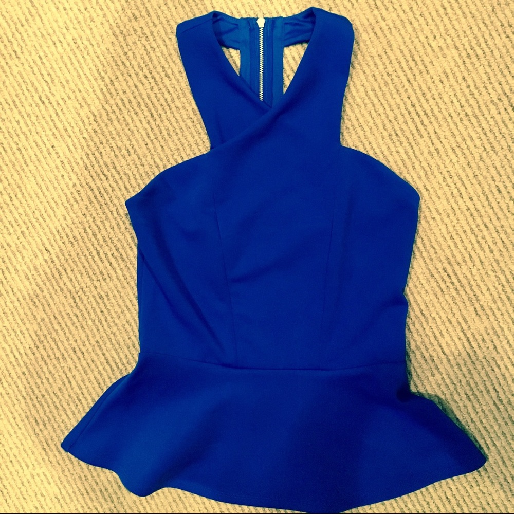 Cobalt blue peplum tank top