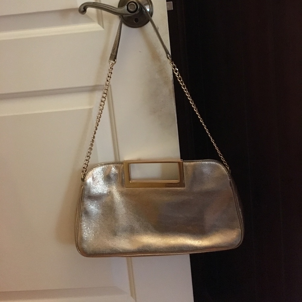 Michael Kors Berkley Metallic Clutch Bag, Gold