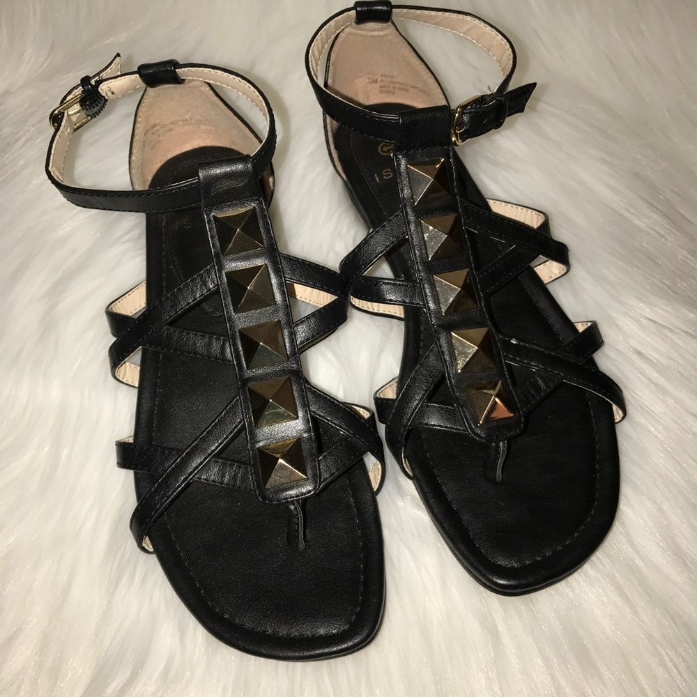Isola Black Leather Sandal