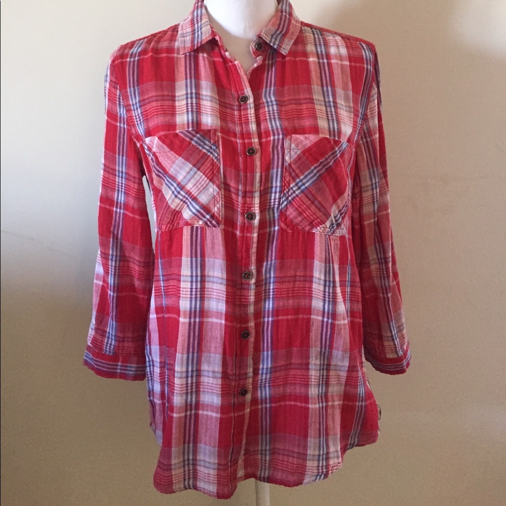 Seven7 Soft  3/4 sleeve button up shirt  Sz XS