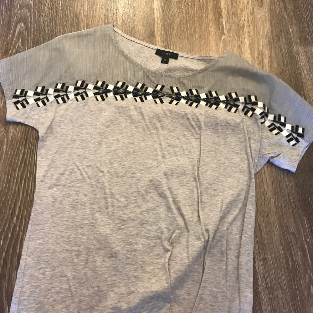 J. Crew grey jeweled top