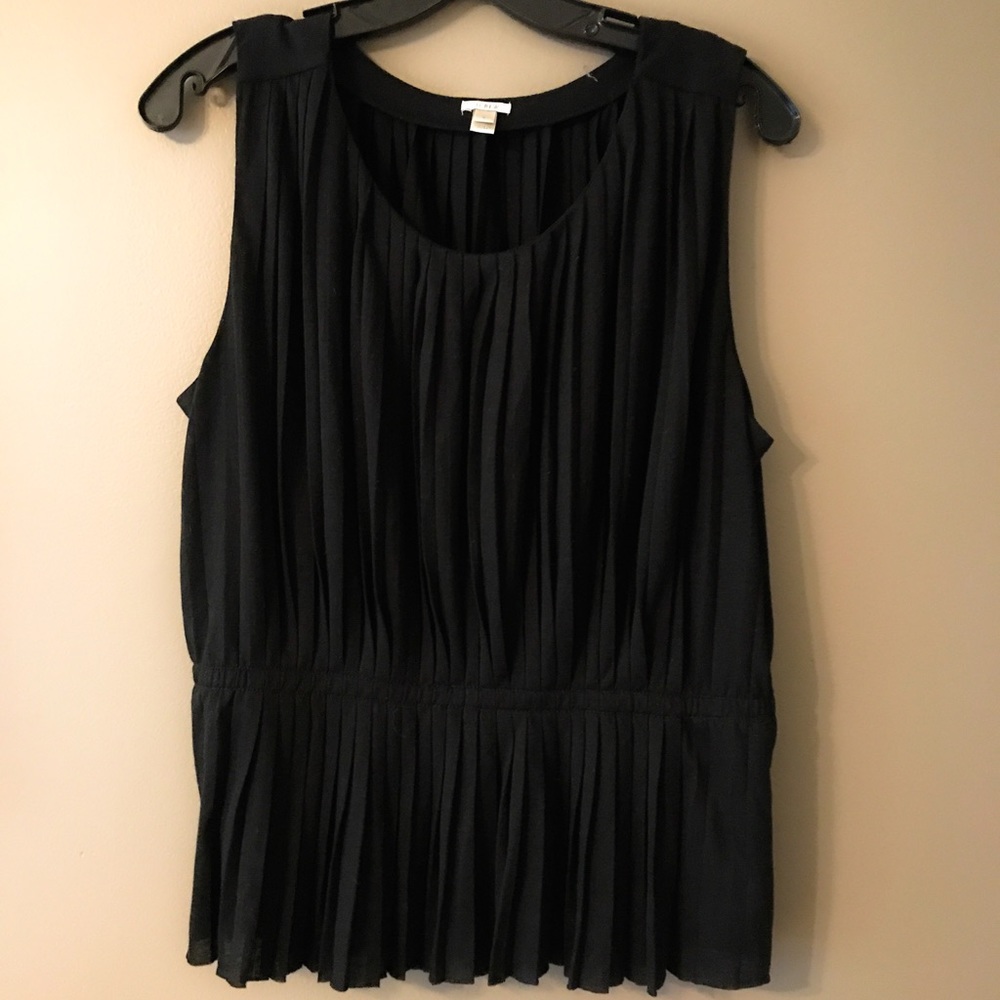 J.Crew Pleated Cotton Sleeveless Top - Black - M