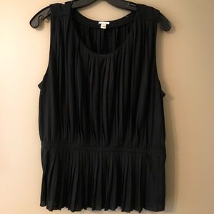 J.Crew Pleated Cotton Sleeveless Top - Black - M