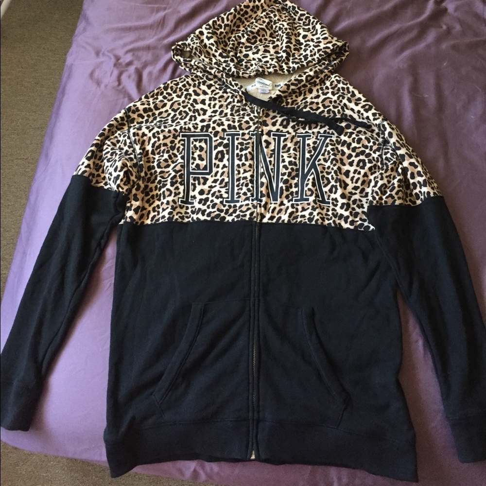 RARE PINK VS Cheetah Print Zippered hoodie