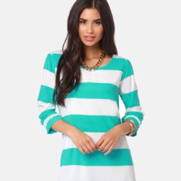 NWT Teal Striped Dress!! - Picture 1 of 3
