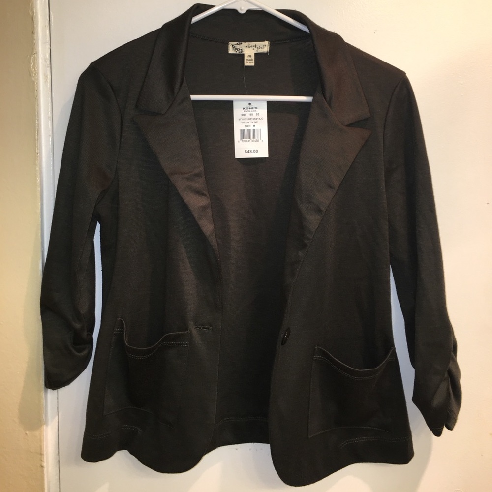 About A Girl olive green blazer