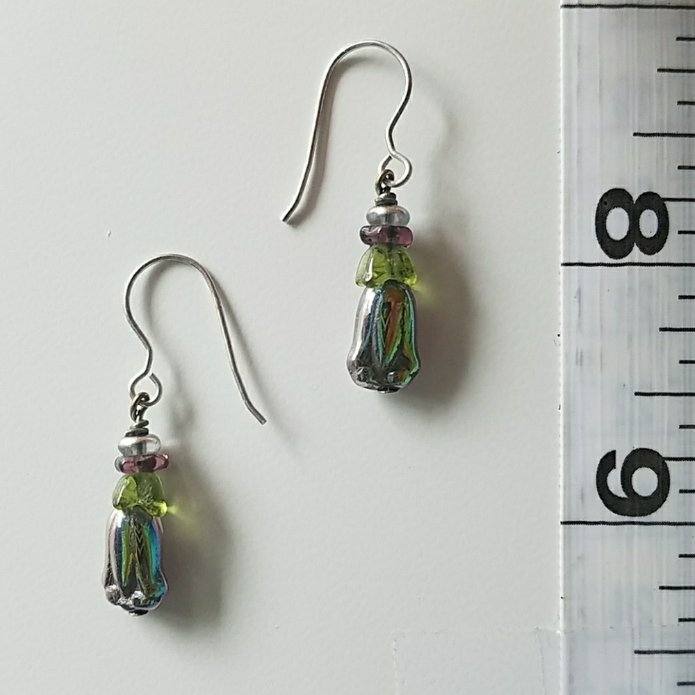 .925 Sterling silver earrings glass beads