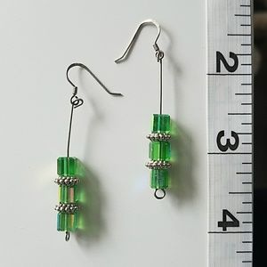 .925 Sterling silver earrings plastic beads