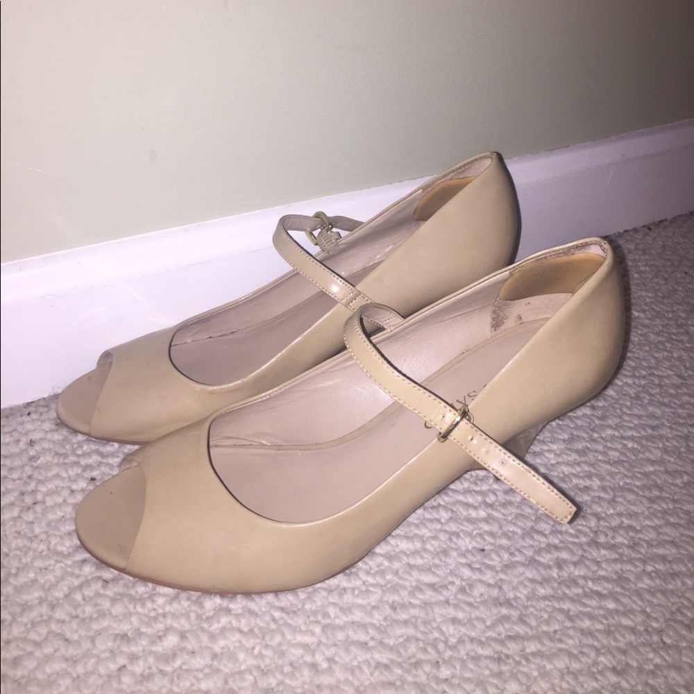 Selling Franco Sarto nude open toed heels.
