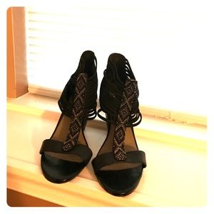 Dress Sandal with Gold and Black Beads