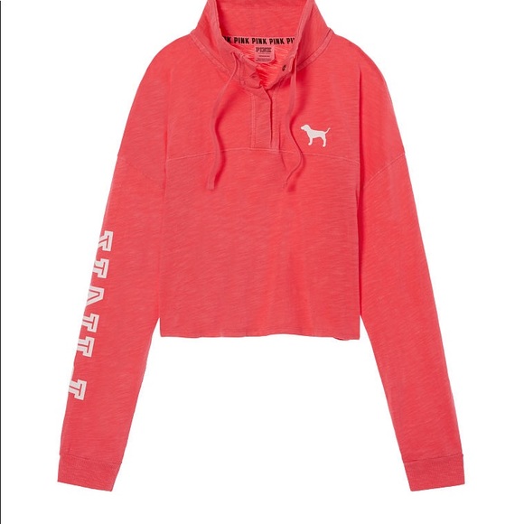 PINK Cropped Varsity Quarter Snap Long Sleeve Top - Picture 3 of 6