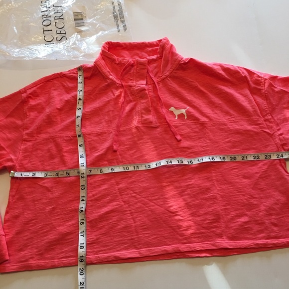 PINK Cropped Varsity Quarter Snap Long Sleeve Top - Picture 6 of 6