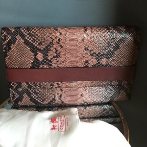 Coach Bleecker Python Clutch in Brick