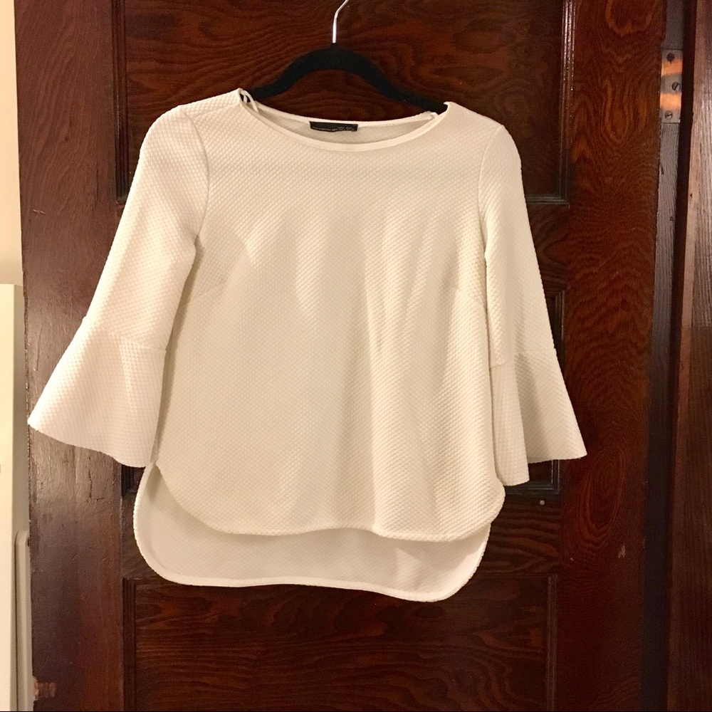 Zara 3/4 Bell-Sleeve Cream Top