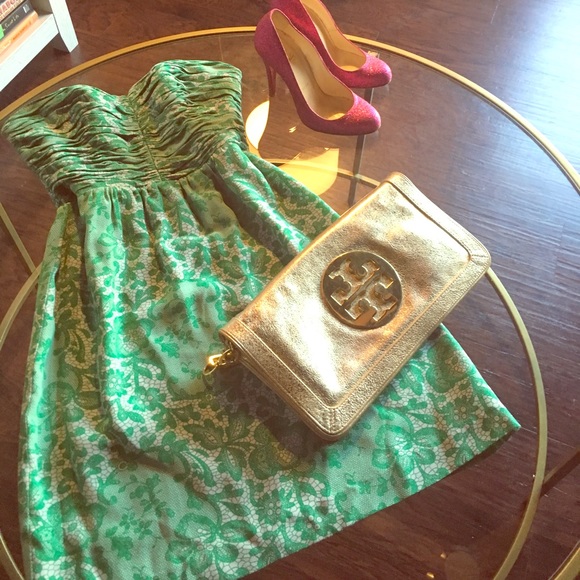 Rebecca Taylor green lace print dress size 0 - Picture 1 of 7
