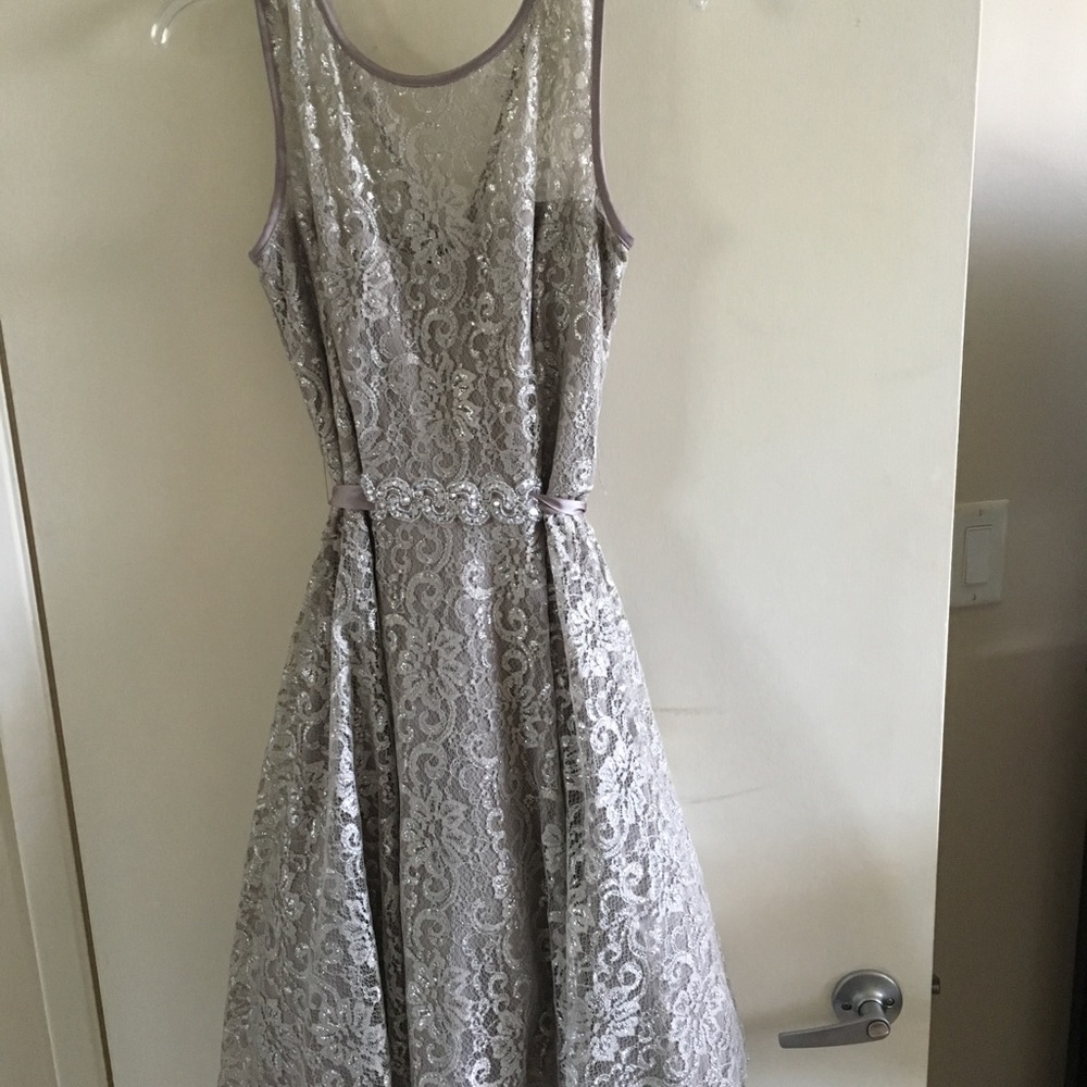 Davids Bridal Tank Shimmer Lace Dress