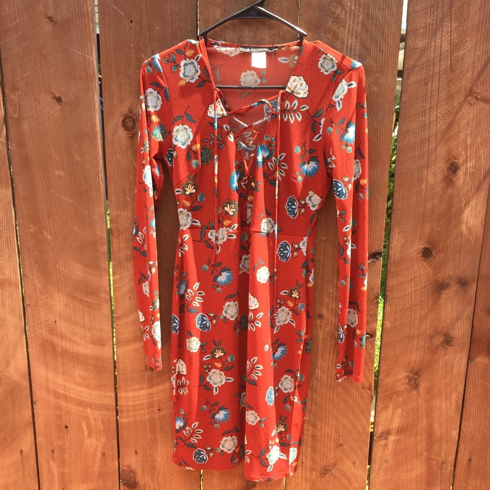 Flowered Lace up dress