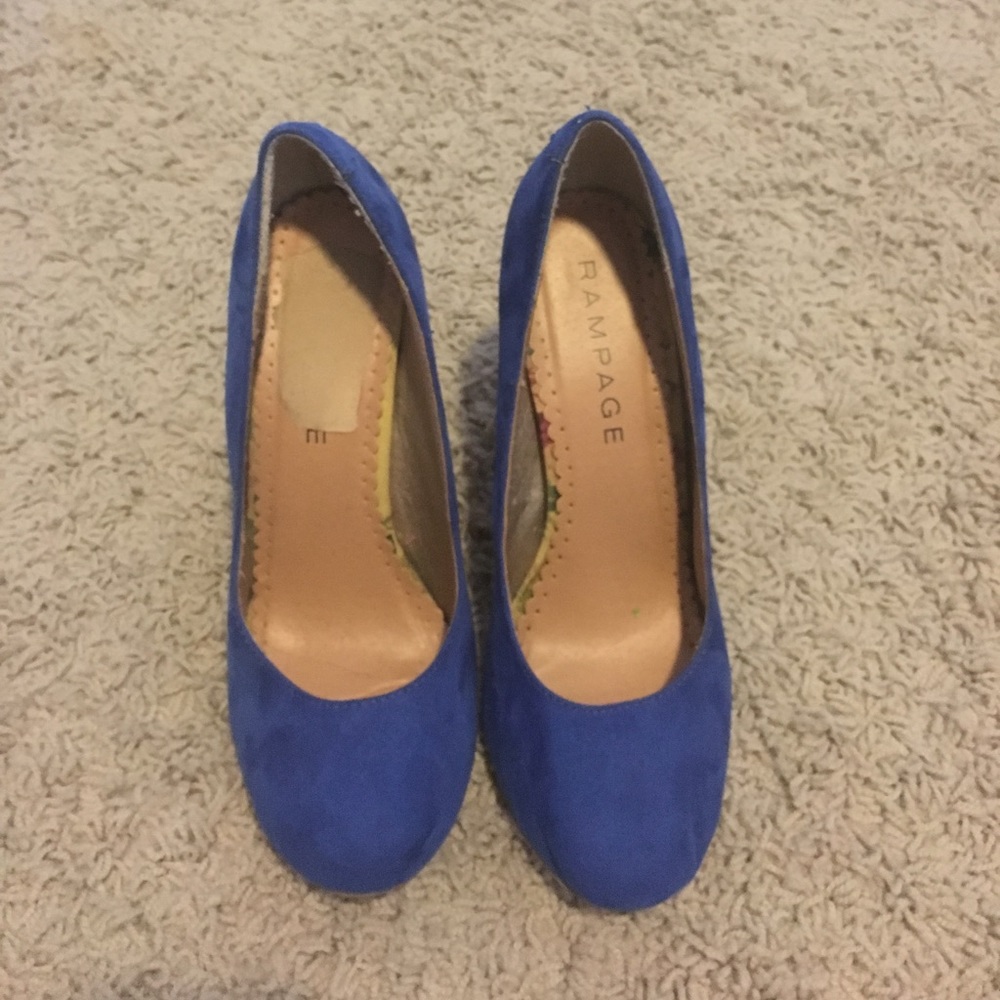 Blue wide heel suede heels!  Size 7.5