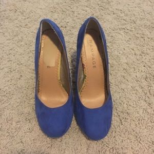 Blue wide heel suede heels! Size 7.5