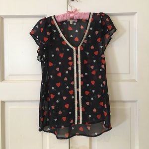 Maison Jules Heart Print Top