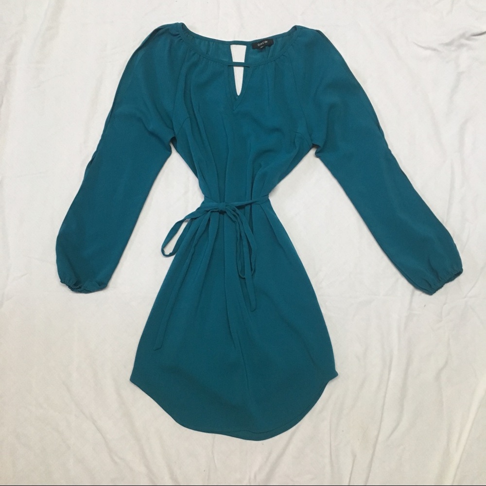 Teal // Cut Out Sleeves Dress
