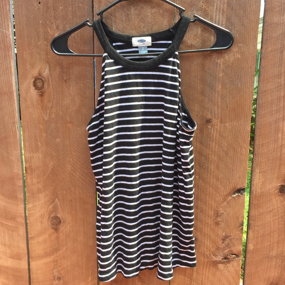High neck striped tank
