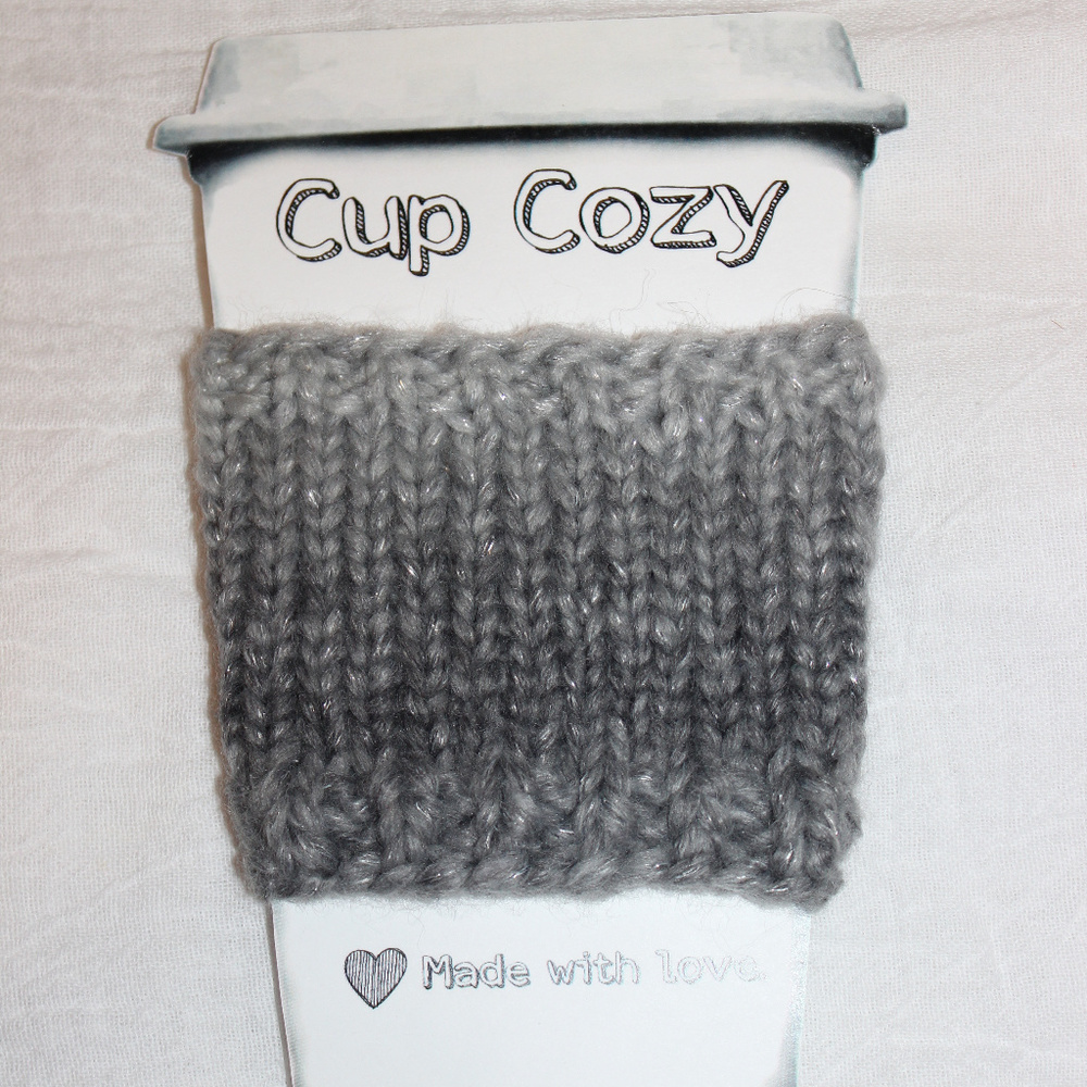 Hand-Knit Ombre Gray Coffee Cup cozy