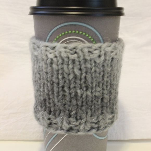 Hand-Knit Ombre Gray Coffee Cup cozy - Picture 2 of 3