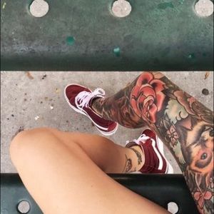 Burgundy Sk8-Hi vans