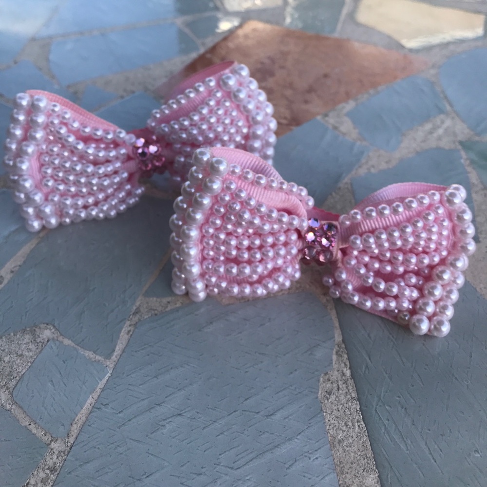 Pink Bow Hair Clips