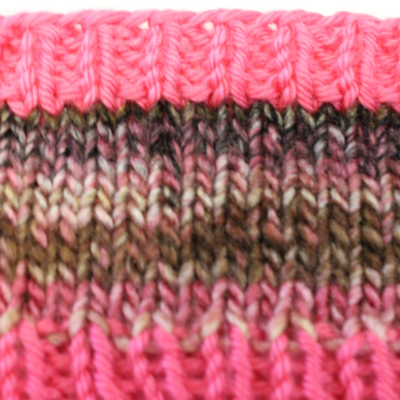 Hand-Knit Pink/Brown Coffee Cup Cozy - Picture 3 of 3