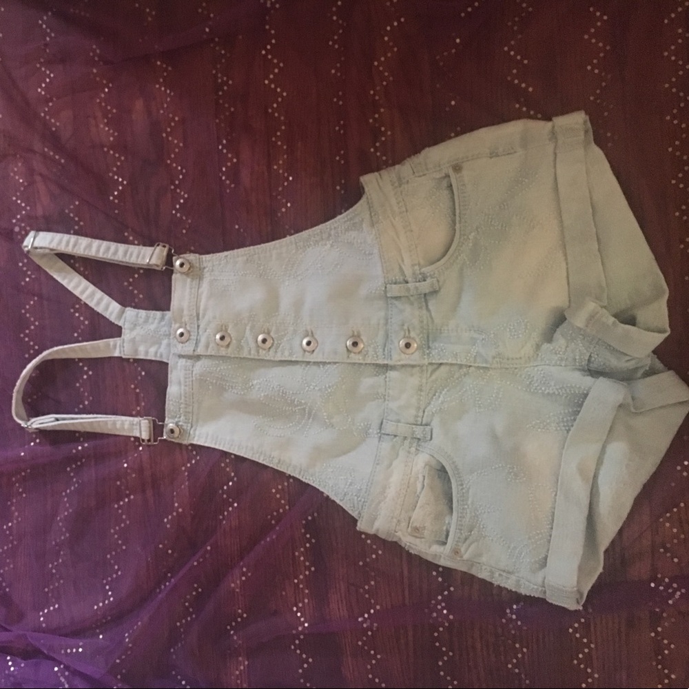 Wet Seal Denim Overall Shorts