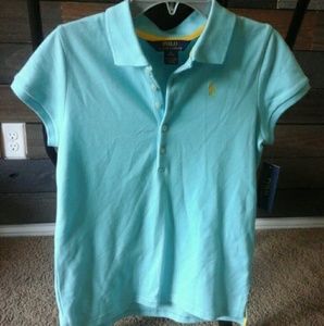 NWT aqua Ralph Lauren girls polo shirt SZ L 12/14