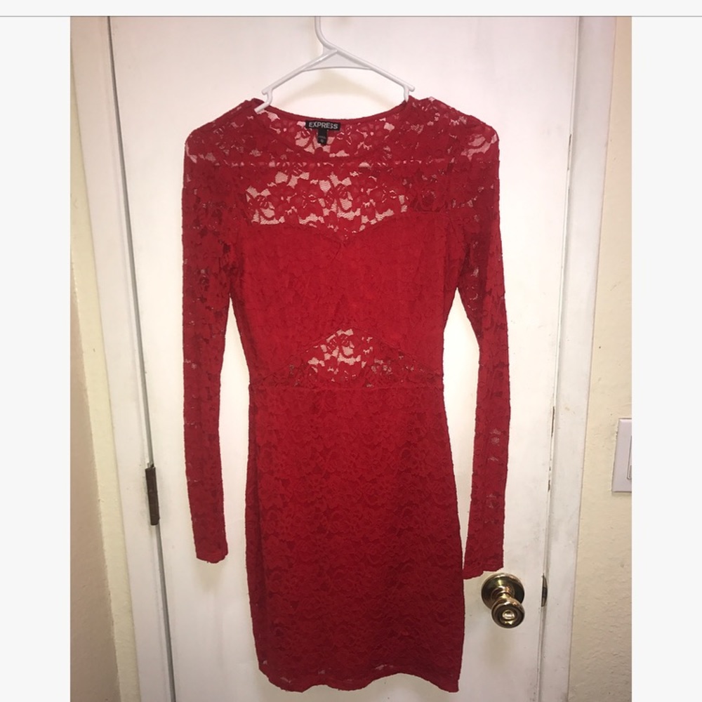Red lace dress from express.