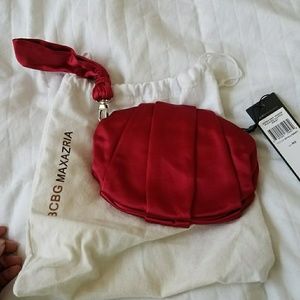 BCBG Red satin clutch