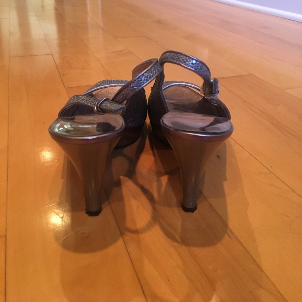 Sparkley Silver Open Toe Heels - image 4