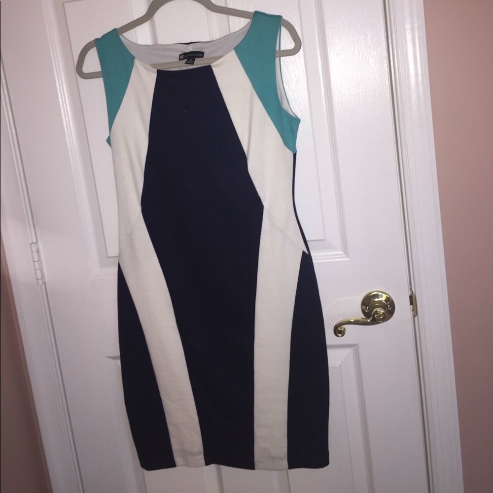 Blue, turquoise and white dress.
