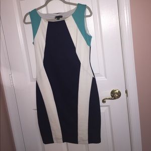 Blue, turquoise and white dress.