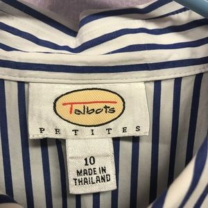 Talbots tailored blue/white striped blouse