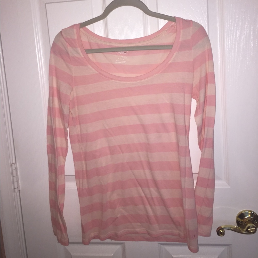 American eagle pink striped shirt