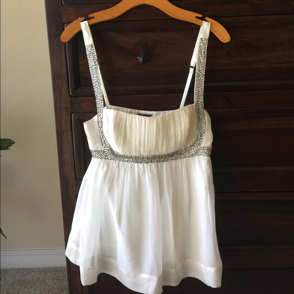 Bebe Silk baby doll Top white & Orange