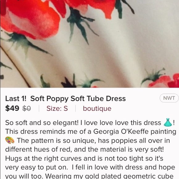 Last 1! Soft Poppy Tube Dress - Picture 4 of 4