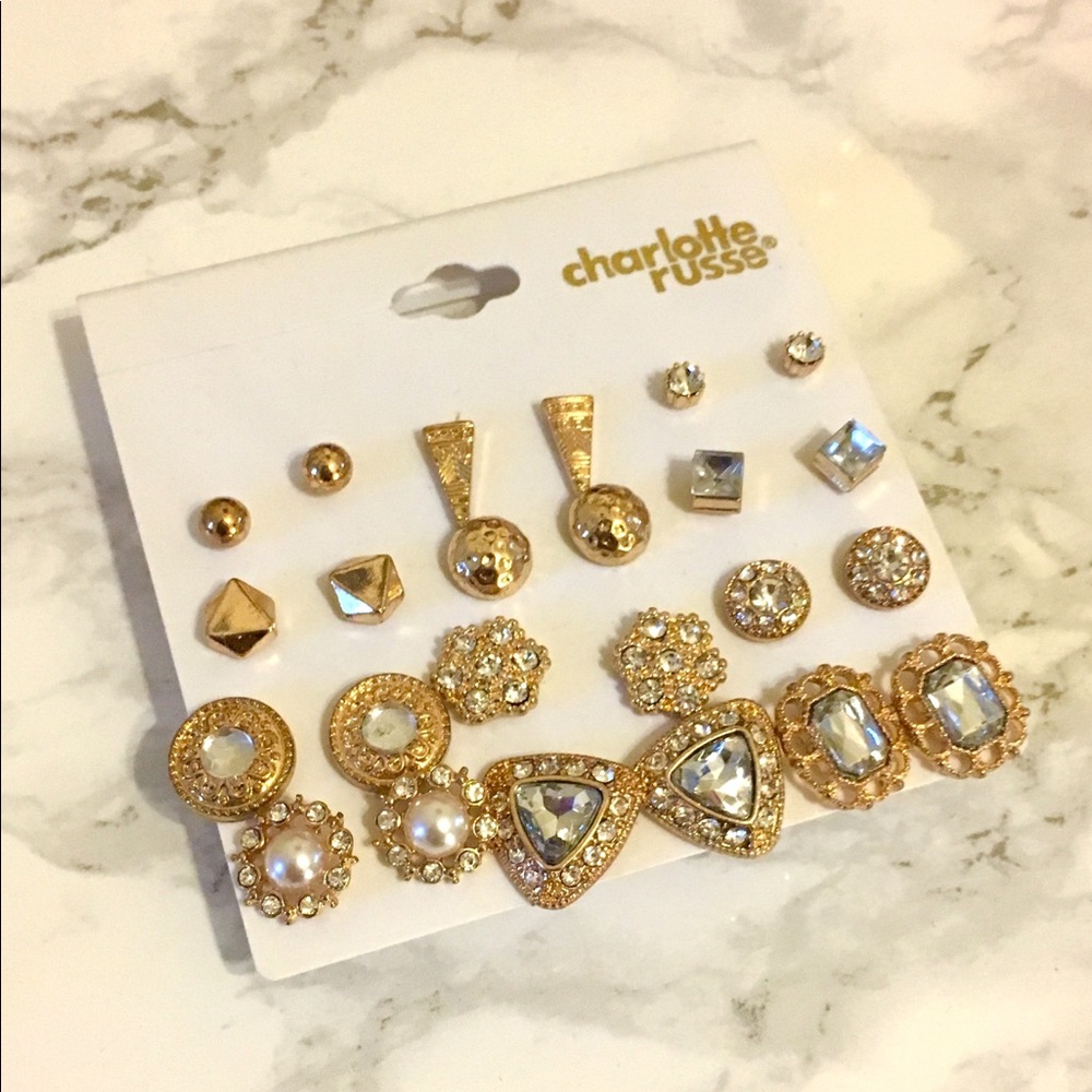 Charlotte Russe assorted gold earrings