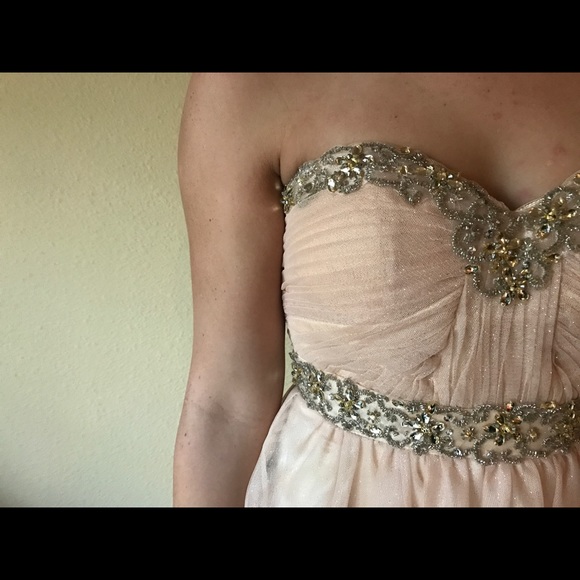 Strapless blush colored cocktail dress - Picture 2 of 2