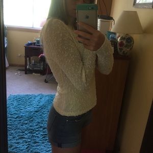 White High Neck Long Sleeve Shirt