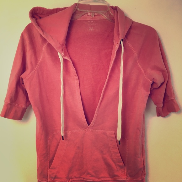 Vintage Terry Cloth J Crew Pink ShortSleeve Hoodie - Picture 2 of 5