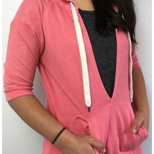 Vintage Terry Cloth J Crew Pink ShortSleeve Hoodie